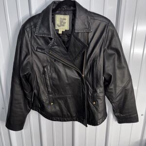 Leather Jacket By JLC Vintage Size Medium ** Missing Belt**